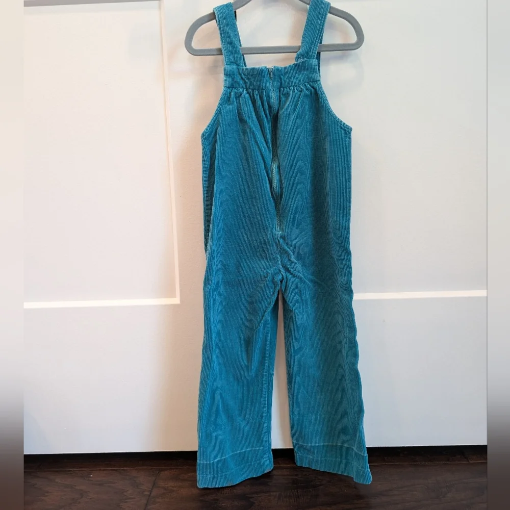 VINTAGE girls teal blue corduroy bib overalls cords size 4t